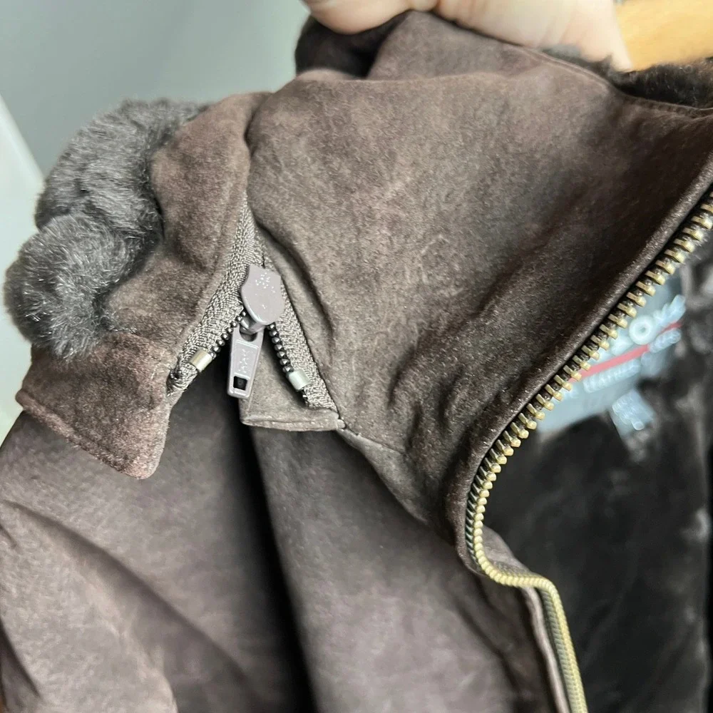 Vintage Wilsons Leather Brown Suede‎ Jacket Removable Hooded Penny Lane Coat